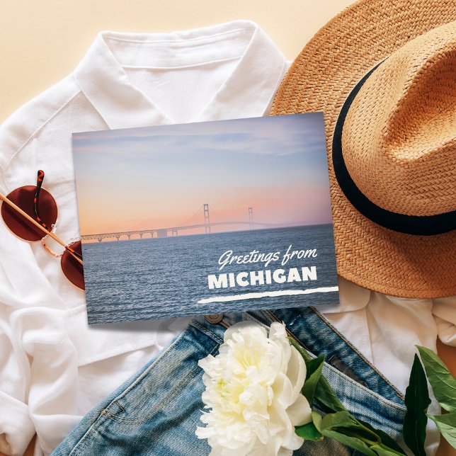 Greetings From Michigan Postcard (Elevate your mail with Pure Michigan elegance.)