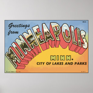 Greetings From Minneapolis Minn., Vintage Poster