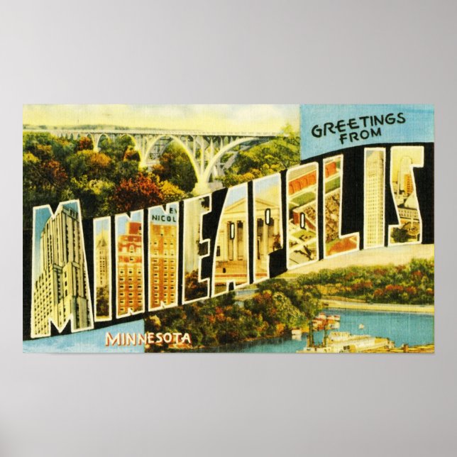 Greetings from Minneapolis Minnesota Poster (Front)