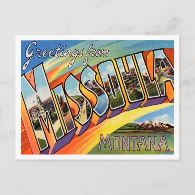 Greetings from Missoula, Montana Vintage Travel Postcard (Front)