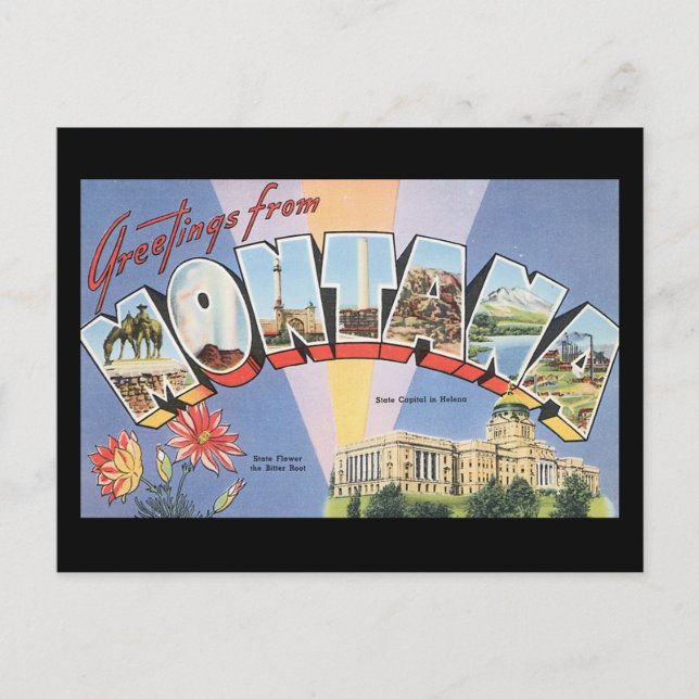 Greetings from Montana_Vintage Travel Poster Postcard (Front)
