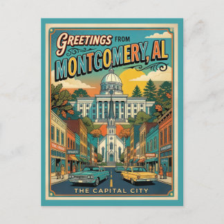 Greetings From Montgomery AL Retro Postcard
