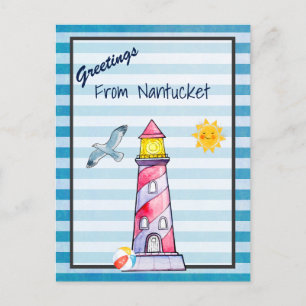 Greetings From Nantuckets Lighthouse Postcard