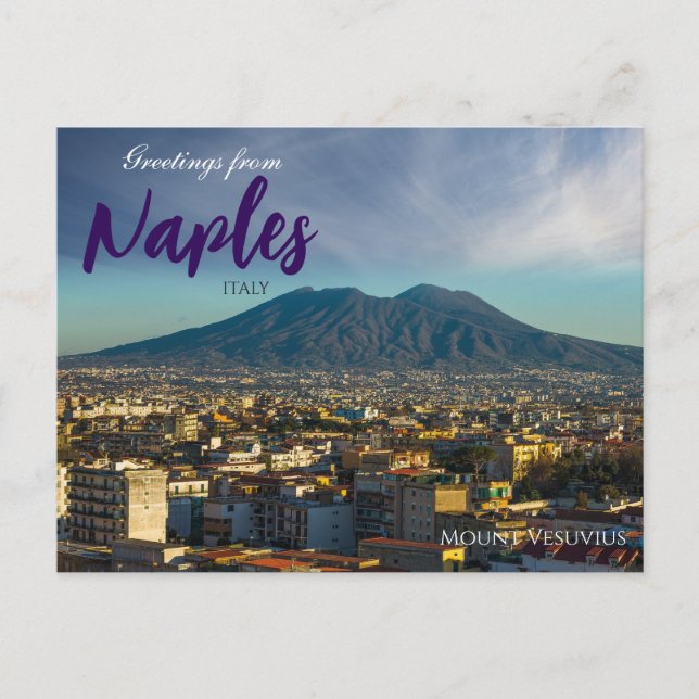 Greetings from Naples Italy Mount Vesuvioius Postcard (Front)