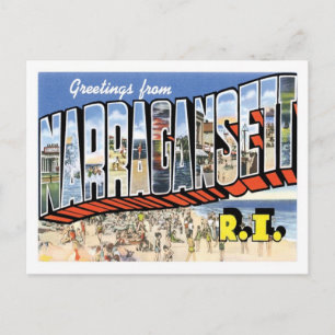Greetings From Narragansett Rhode Island US City Postcard