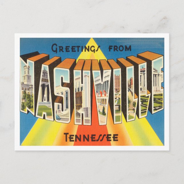 Greetings from Nashville, Tennessee Vintage Travel Postcard (Front)