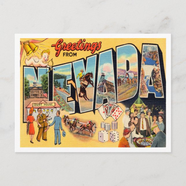 Greetings from Nevada Vintage Travel Postcard (Front)
