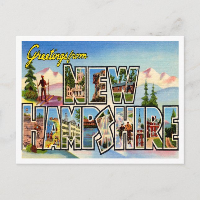 Greetings from New Hampshire Vintage Travel Postcard (Front)