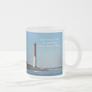 Greetings From New Jersey - Barnegat Light Frosted Glass Coffee Mug