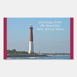 Greetings From New Jersey - Barnegat Light Rectangular Sticker