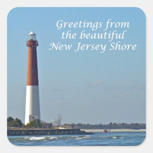 Greetings From New Jersey - Barnegat Light Square Sticker