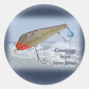 Greetings From New Jersey Fishing Lure Classic Round Sticker