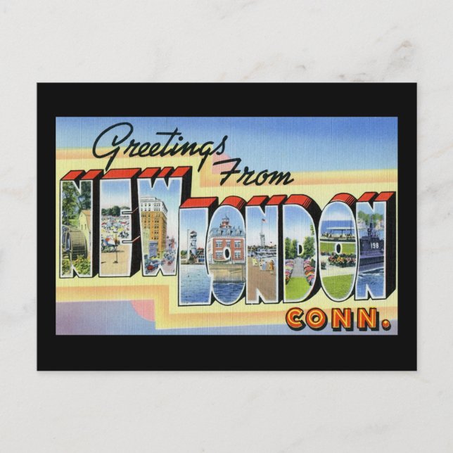 Greetings from New London Connecticut Postcard (Front)