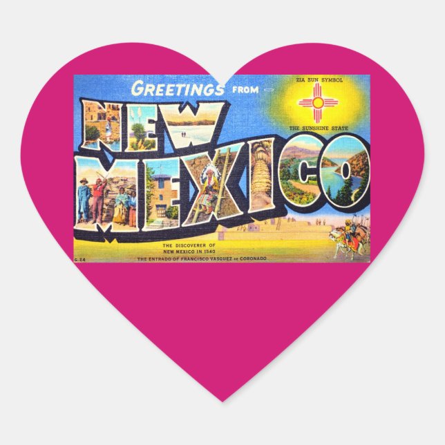 Greetings from New Mexico Heart Sticker (Front)