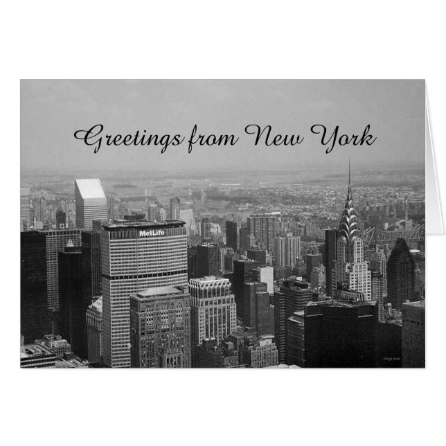 Greetings from New York, New York Black and White (Front Horizontal)