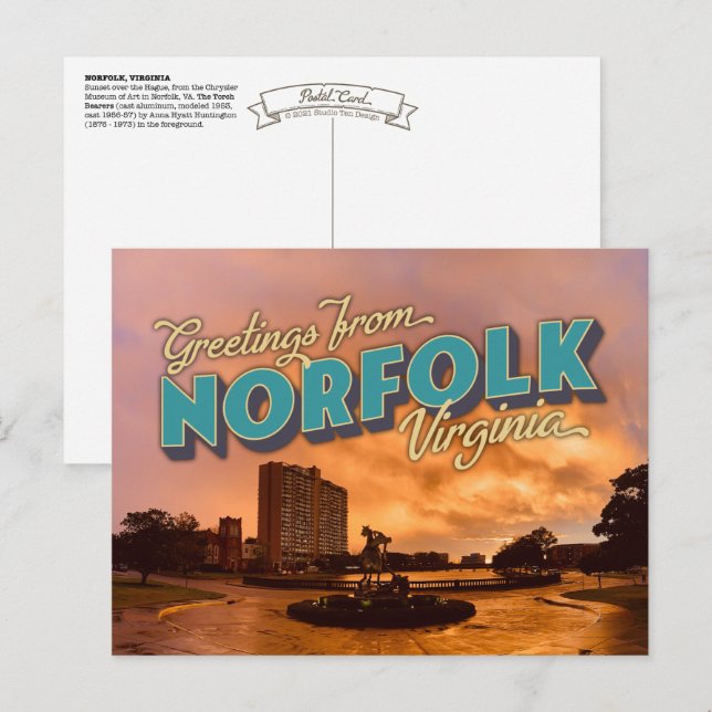 Greetings from Norfolk, VA Postal Card (Front/Back)