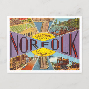 Greetings from Norfolk, Virginia Vintage Travel Postcard