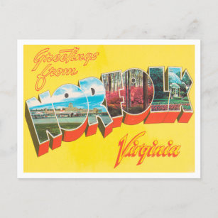 Greetings from Norfolk, Virginia Vintage Travel Postcard