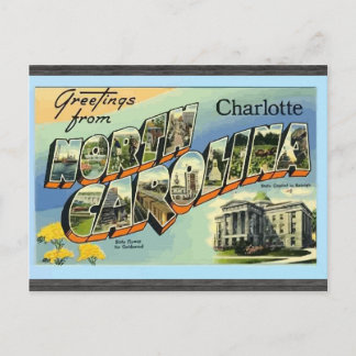 Greetings From North Carolina Charlotte, Vintage Postcard