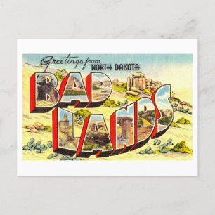 Greetings from North Dakota Bad Lands Vintage Postcard