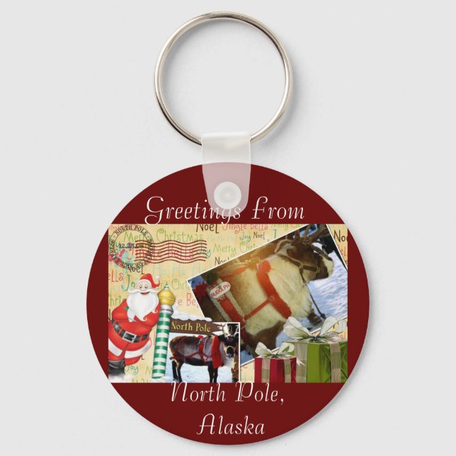 Greetings From North Pole, Alaska Key Ring (Front)