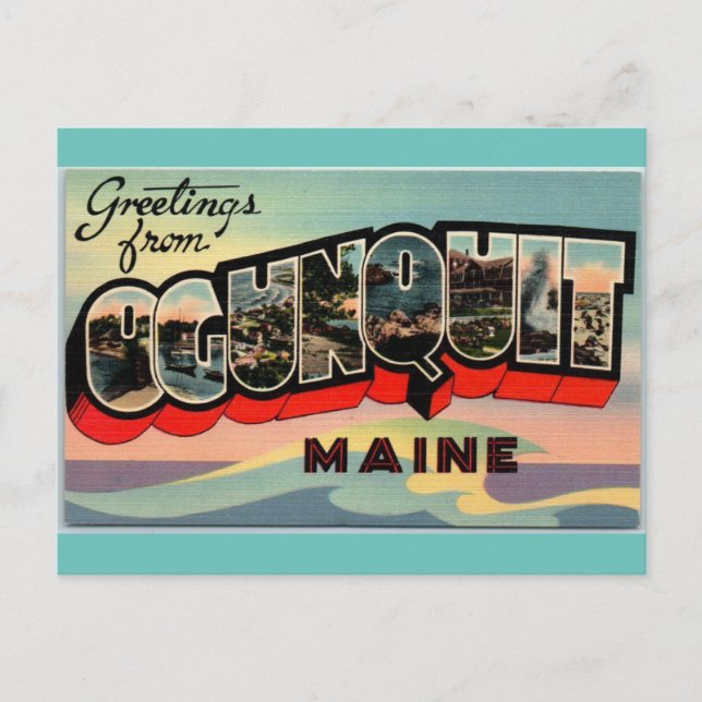 Greetings from Ogunquit Main vintage travel Postcard (Front)