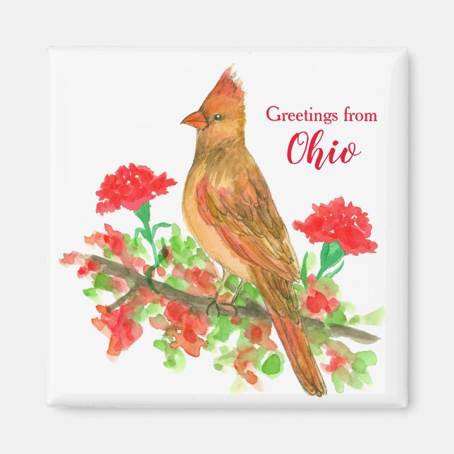 Greetings from Ohio Cardinal State Bird Magnet (Front)