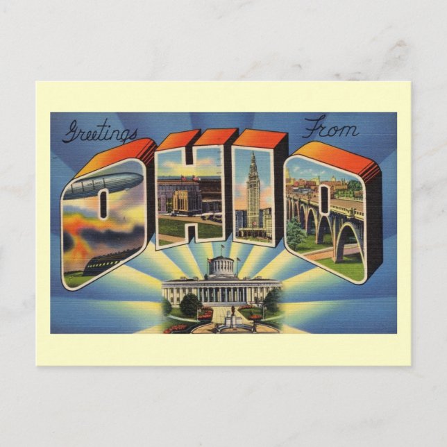 Greetings from Ohio Vintage Postcard (Front)
