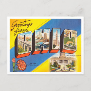 Greetings from Ohio Vintage Travel Postcard