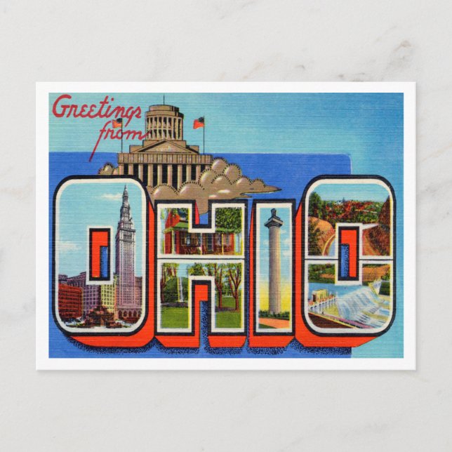 Greetings from Ohio Vintage Travel Postcard (Front)