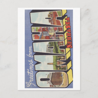 Greetings from Omaha NE Large Letter vintage theme Postcard