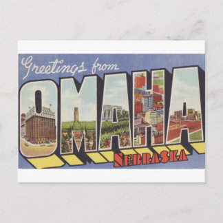Greetings from Omaha NE Large Letter vintage theme Postcard