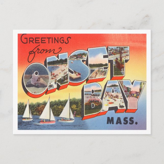 Greetings from Onset Bay, Massachusetts Travel Postcard (Front)