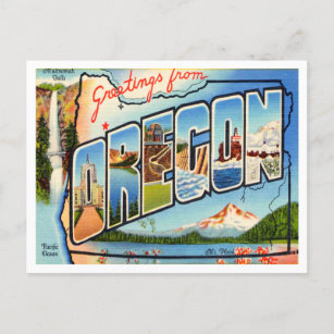 Greetings from Oregon Vintage Travel Postcard