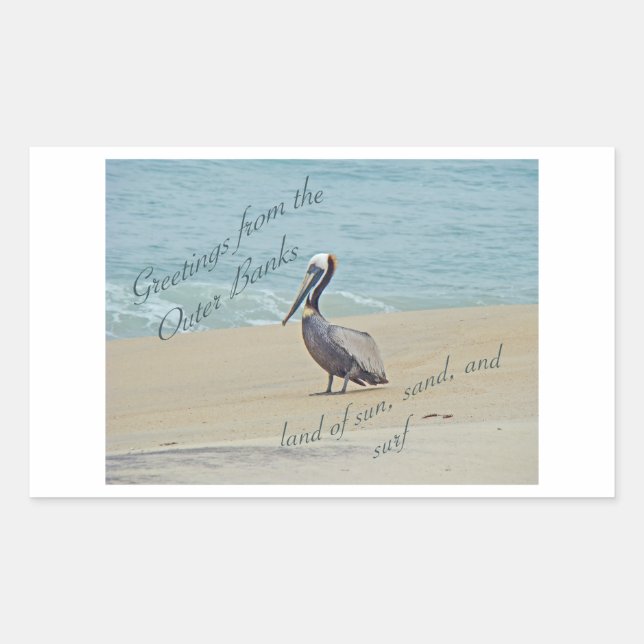 Greetings From Outer Banks OBX NC Rectangular Sticker (Front)