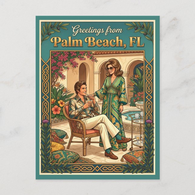 Greetings from Palm Beach FL, Sophisticated Postcard (Front)