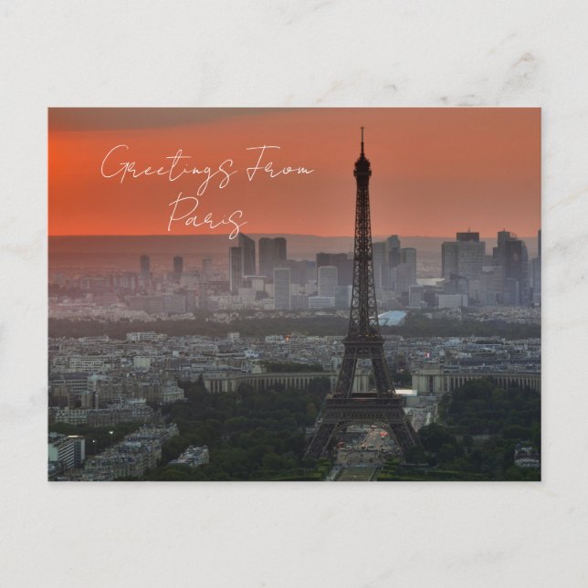 Greetings From Paris Eiffel Tower European Art Holiday Postcard (Front)
