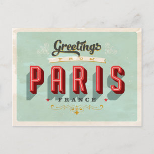 Greetings From Paris Postcard