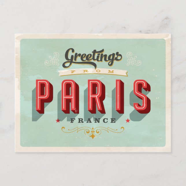 Greetings From Paris Postcard (Front)