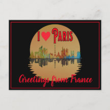 Greetings From Paris Skyline Sunset Souvenir