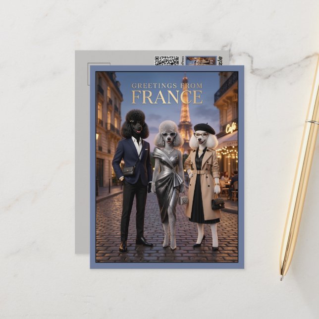 Greetings from Paris Travel Postcard (Front/Back In Situ)