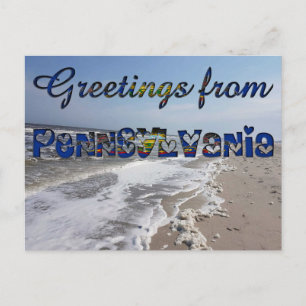 Greetings from Pennsylvania State Flag Hearts USA Postcard