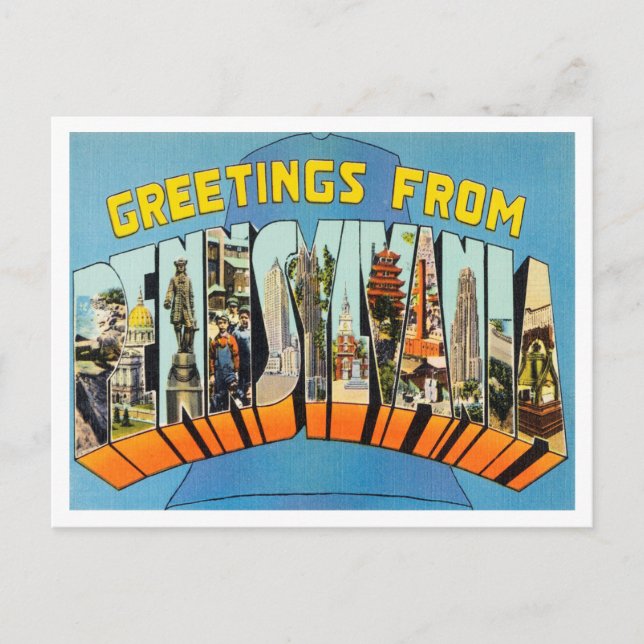 Greetings from Pennsylvania Vintage Travel Postcard (Front)