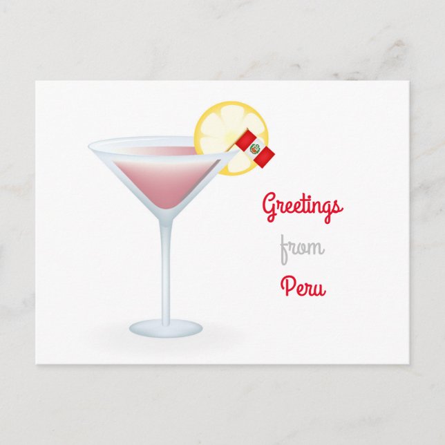 Greetings From Peru Cocktail Holiday Postcard (Front)