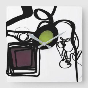 Greetings from Philydion: Abstract Black & White Square Wall Clock