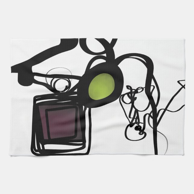 Greetings from Philydion: Abstract Black & White Tea Towel (Horizontal)