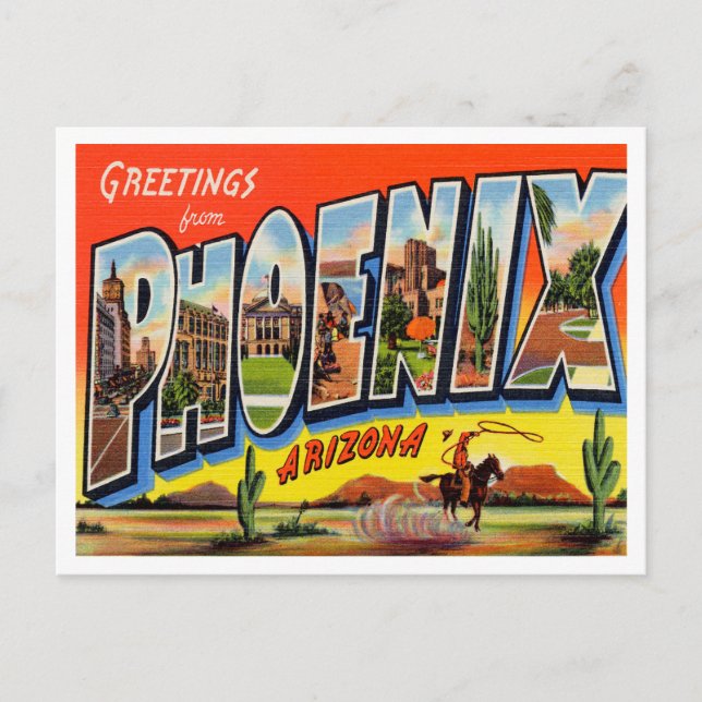 Greetings from Phoenix, Arizona Vintage Travel Postcard (Front)