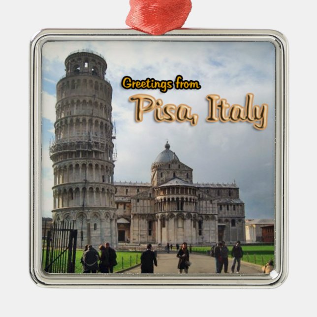 Greetings From Pisa Italy Metal Tree Decoration (Front)