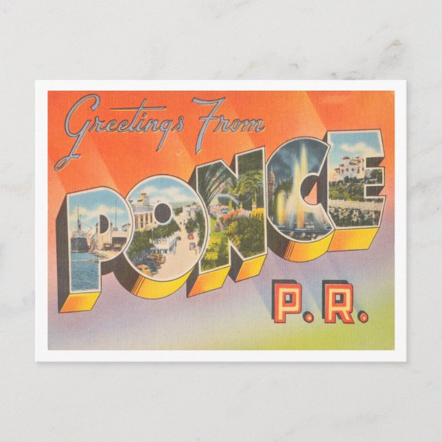 Greetings from Ponce, Puerto Rico Vintage Travel Postcard (Front)