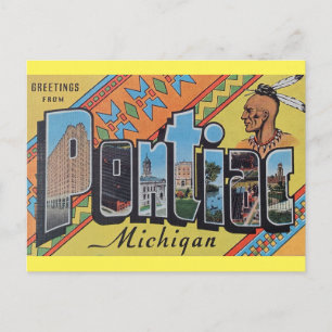 Greetings from Pontiac Michigan Postcard